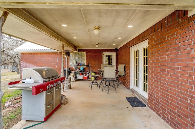 view of patio featuring french doors