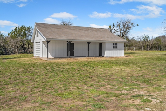 garage with fence