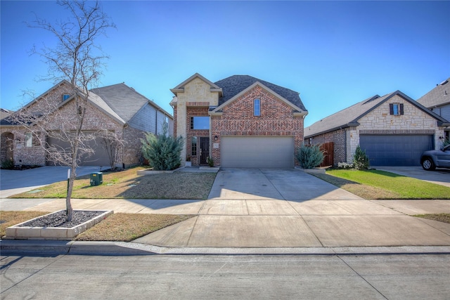 view of front of house featuring brick siding and driveway