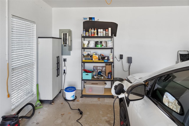 garage with electric panel