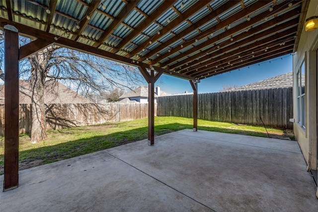 view of patio with a fenced backyard