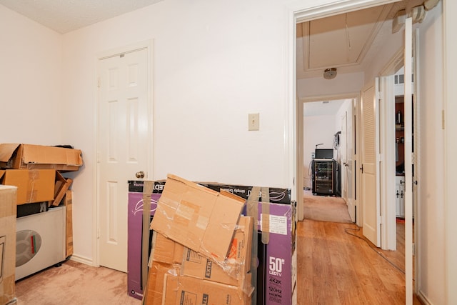 interior space featuring attic access