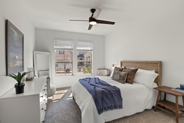 bedroom with carpet floors and ceiling fan