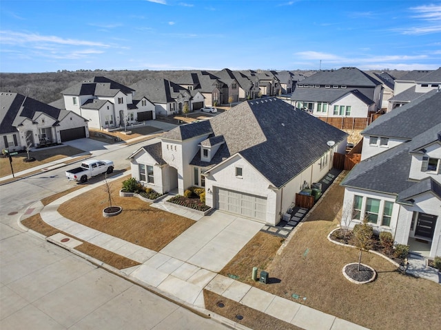 aerial view with a residential view