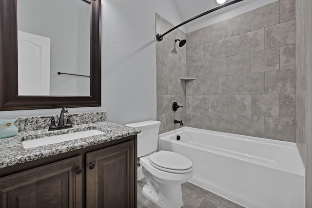 full bathroom with tub / shower combination, toilet, and vanity