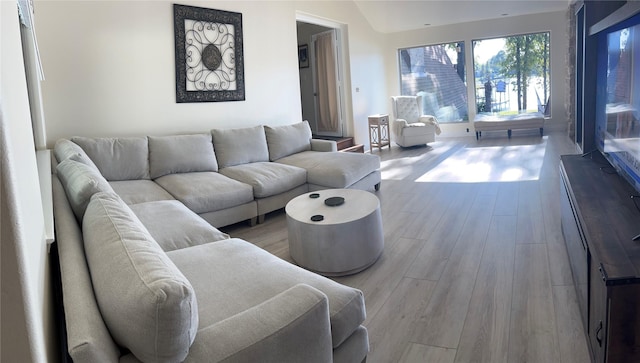 living room featuring baseboards and wood finished floors