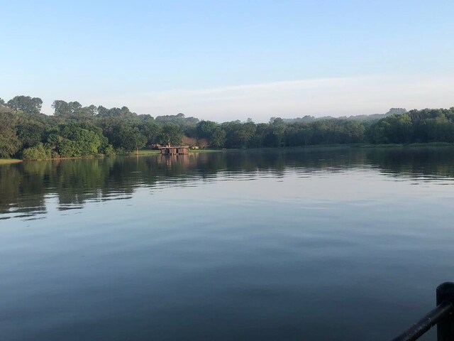 water view featuring a wooded view