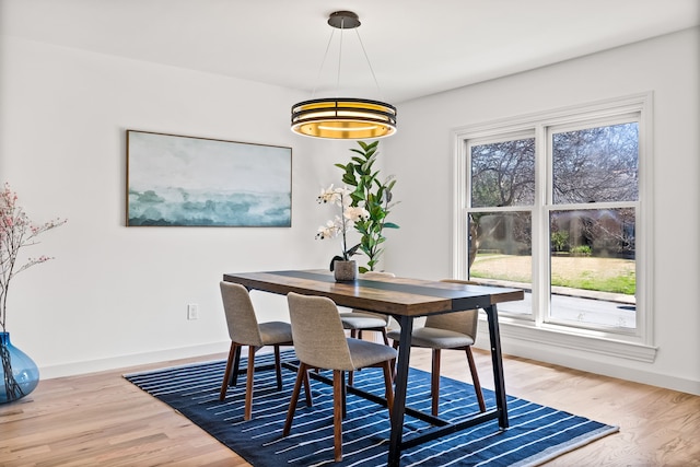 dining room with baseboards and wood finished floors