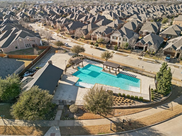 aerial view with a residential view