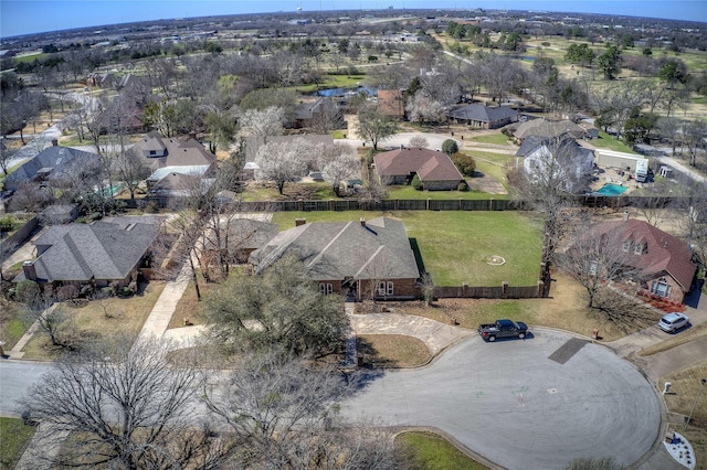 aerial view with a water view and a residential view