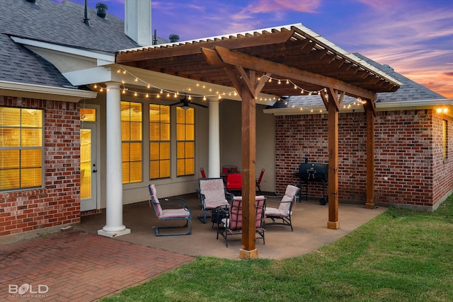 view of patio featuring a pergola