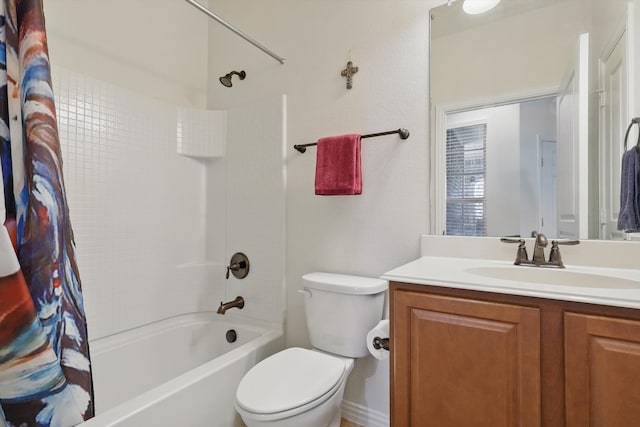 full bathroom with vanity, toilet, and shower / bath combo