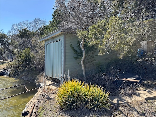 view of outdoor structure featuring a water view