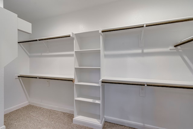 spacious closet with light colored carpet