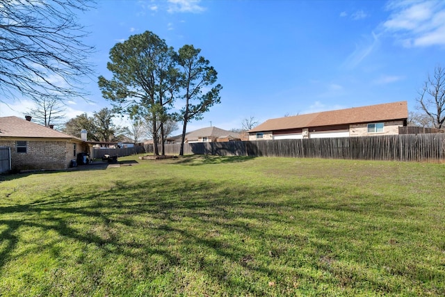 view of yard with a fenced backyard