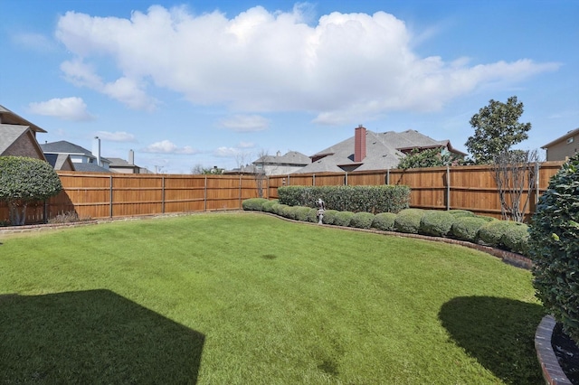 view of yard featuring a fenced backyard