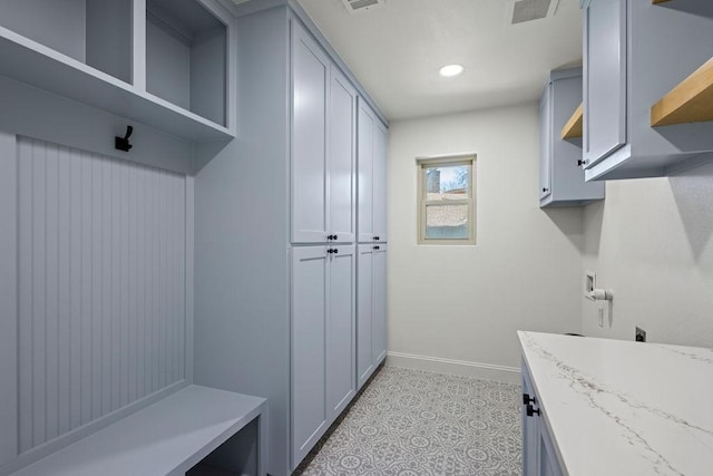 laundry room with visible vents, baseboards, washer hookup, recessed lighting, and hookup for an electric dryer