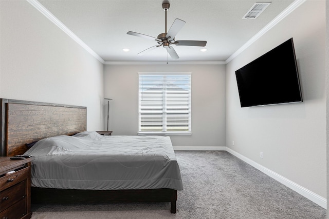 1504 Pleasant Knoll Trl, Aubrey, TX 76227 - bedroom with visible vents, baseboards, light carpet, and crown molding