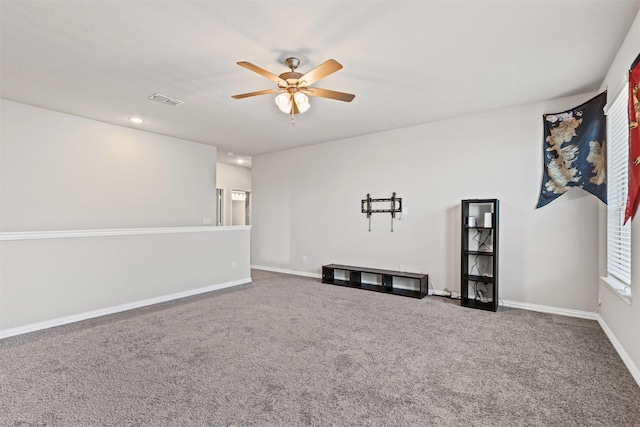 1504 Pleasant Knoll Trl, Aubrey, TX 76227 - empty room with visible vents, a ceiling fan, recessed lighting, carpet, and baseboards