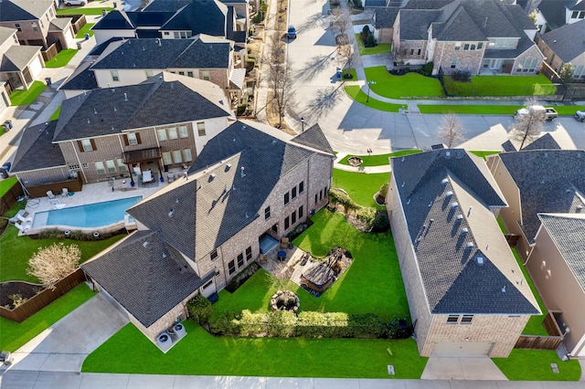 aerial view with a residential view