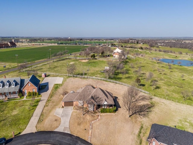 bird's eye view with a rural view