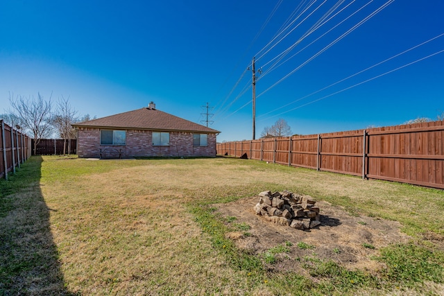 view of yard featuring a fenced backyard