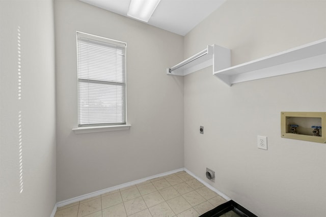 washroom with laundry area, hookup for a washing machine, baseboards, and electric dryer hookup