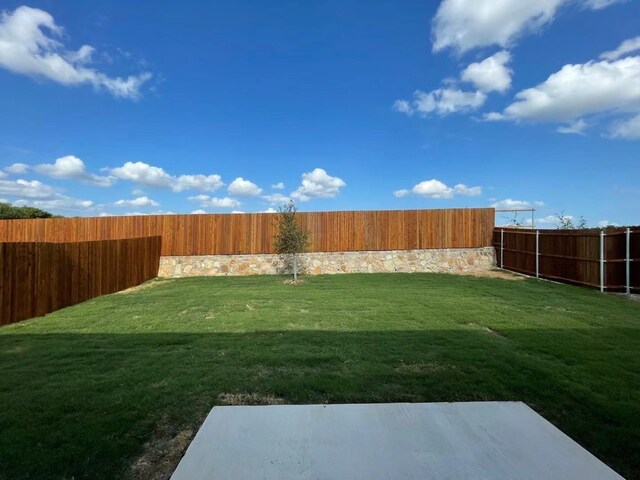 view of yard with a fenced backyard