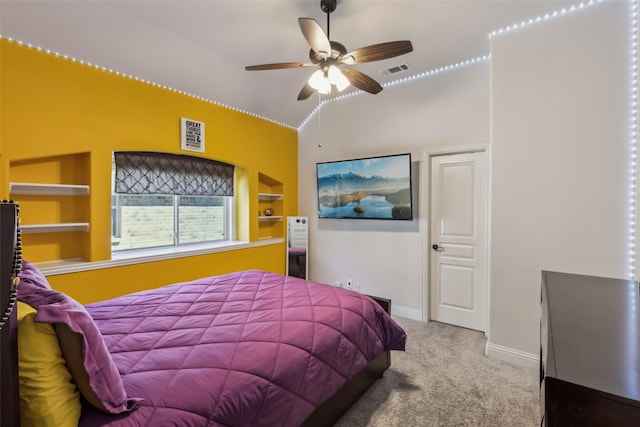 carpeted bedroom featuring visible vents and baseboards