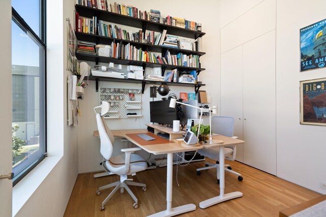 office area featuring plenty of natural light and wood finished floors