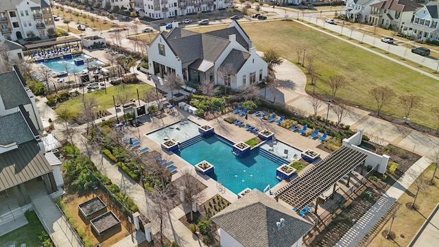 aerial view with a residential view