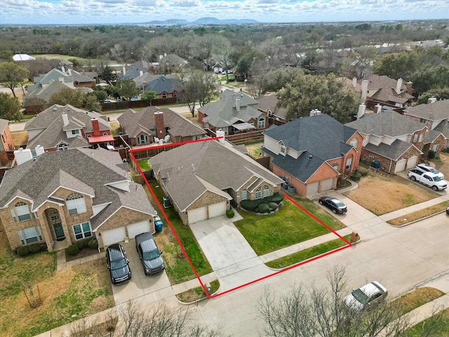 aerial view featuring a residential view