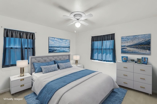 bedroom featuring ceiling fan