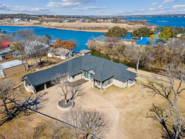 view from above of property with a large body of water