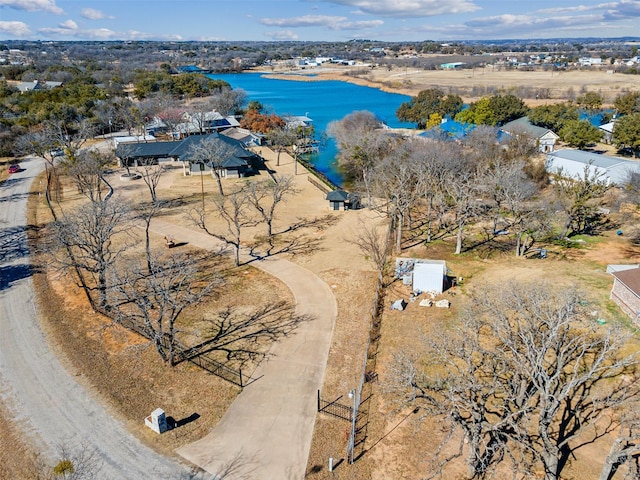 aerial view of a nearby body of water
