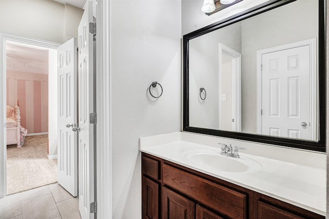 bathroom with vanity and tile patterned floors