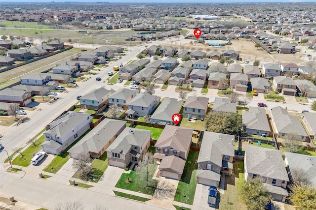 aerial view with a residential view