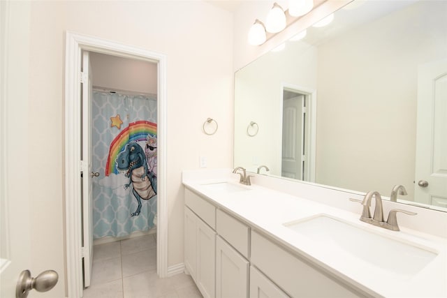 7409 Autumn Grove Ln, Ponder, TX 76259 - bathroom with tile patterned flooring and double vanity