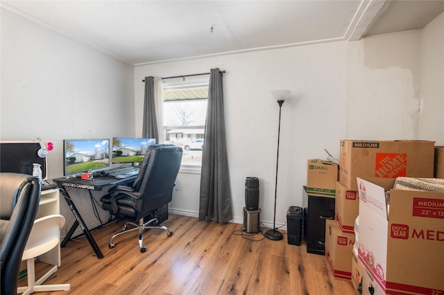 office area featuring wood finished floors