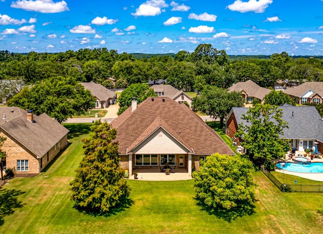 drone / aerial view with a residential view