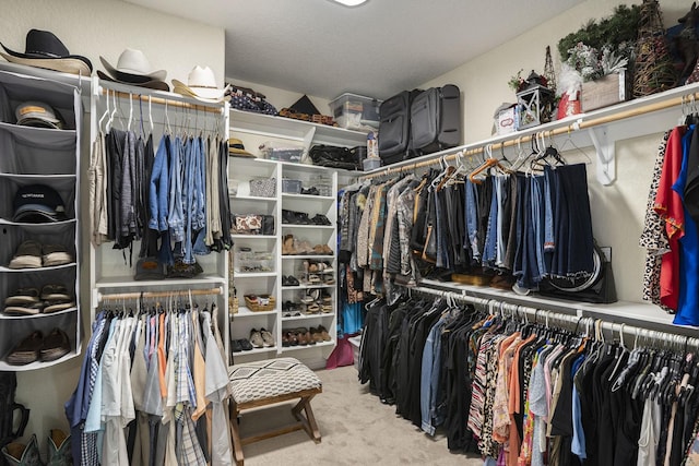 spacious closet with carpet