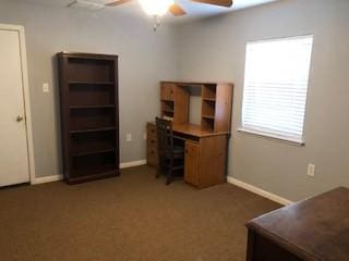 751 E Cooper St, Van Alstyne, TX 75495 - office with a ceiling fan, baseboards, and carpet