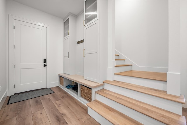 mudroom featuring light wood finished floors