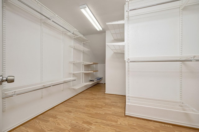 spacious closet with light wood-type flooring