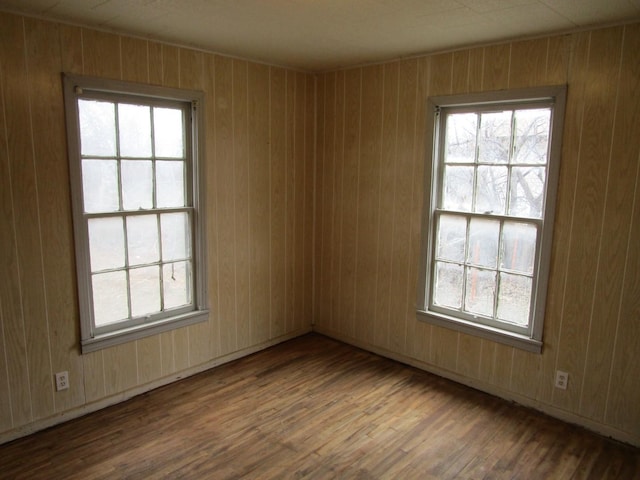 empty room with plenty of natural light and wood finished floors