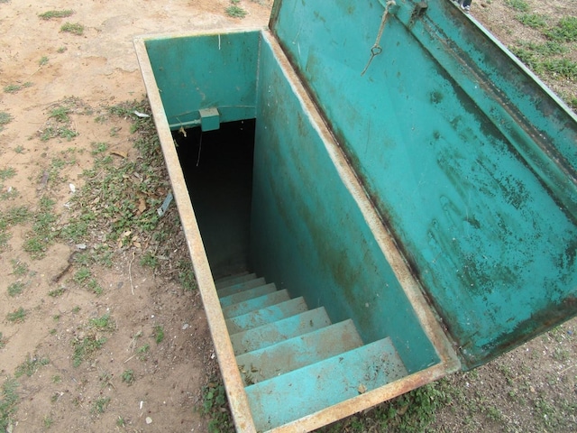 view of storm shelter