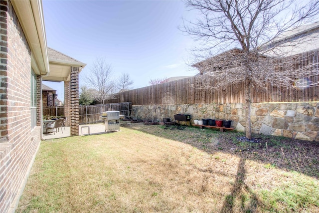 view of yard featuring a fenced backyard