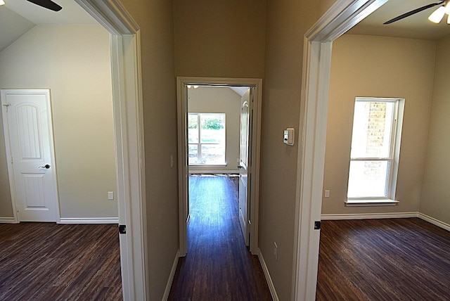 110 Saint Francis Ln, Mabank, TX 75156 - corridor with dark wood finished floors, baseboards, and lofted ceiling
