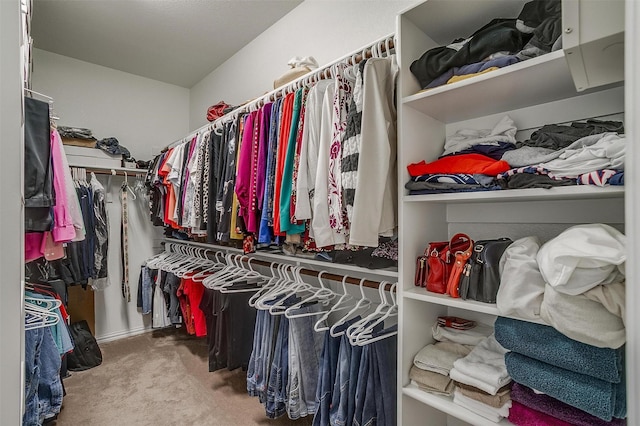 spacious closet with carpet floors