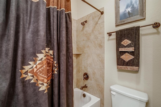 full bath featuring toilet and shower / bath combo